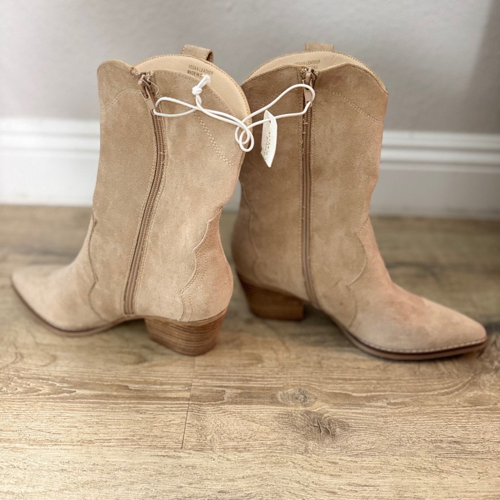 Altar'd State Tan Beige Suede Fringe Cowboy Boots Women's Size 8.5 Cowgirl - Picture 3 of 6